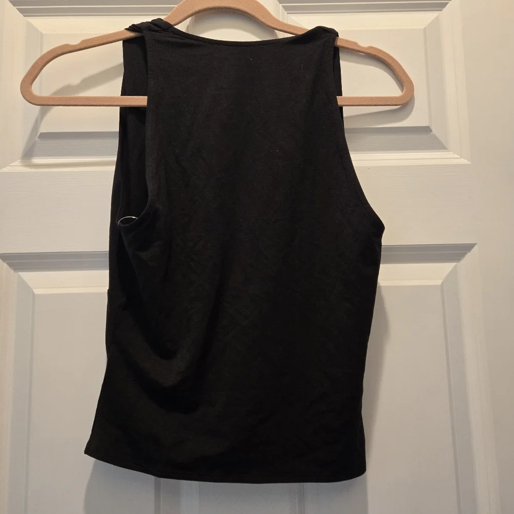 NWT Kourt Sleeveless Top S Black V Neck Bias Cut Stretchy Tank Sexy Flattering - Picture 2 of 8